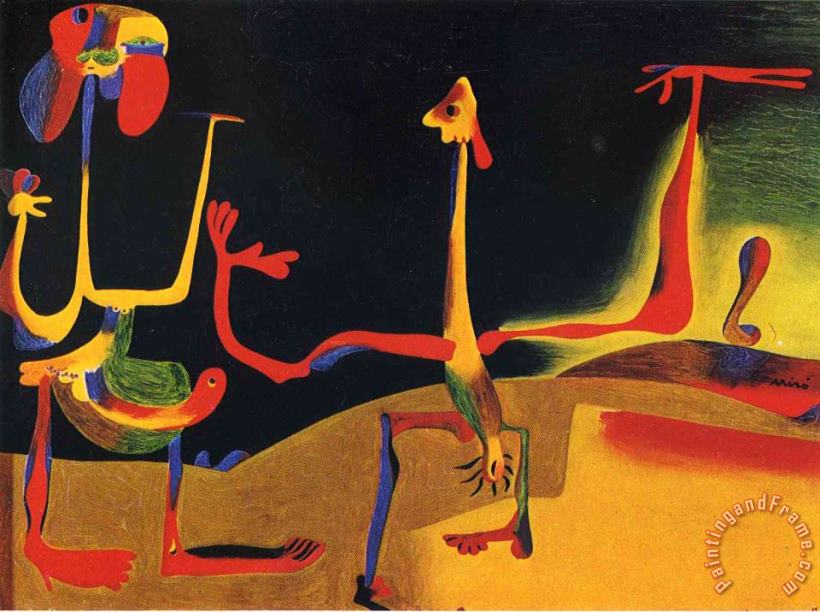 Joan Miro Man And Woman in Front of a Pile of Excrement Art Painting