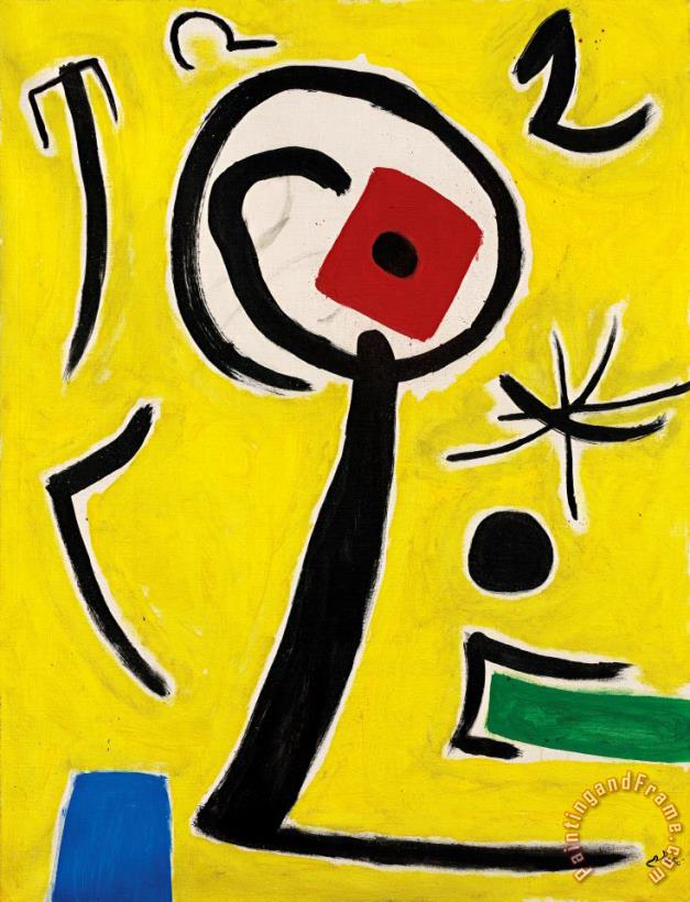 Joan Miro Personnage, Oiseau, Etoile Dans Un Paysage, 1978 Art Painting