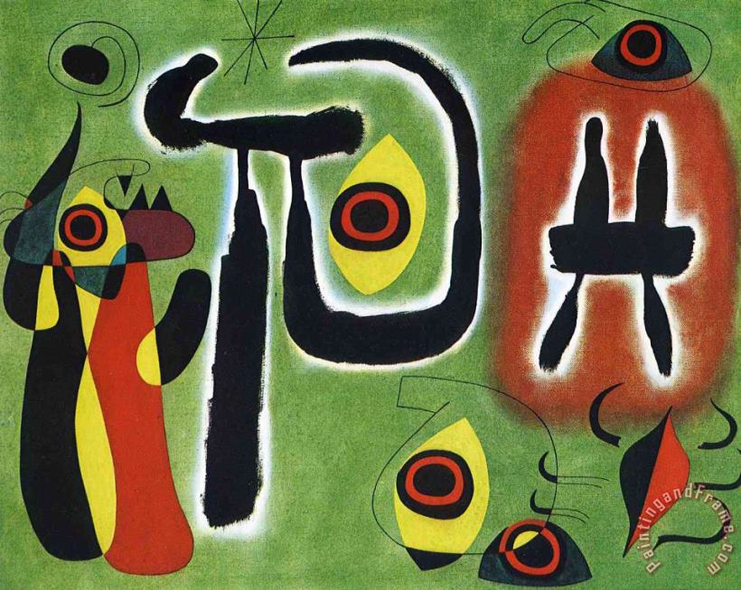 Joan Miro The Red Sun Gnaws at The Spider 1948 Art Painting