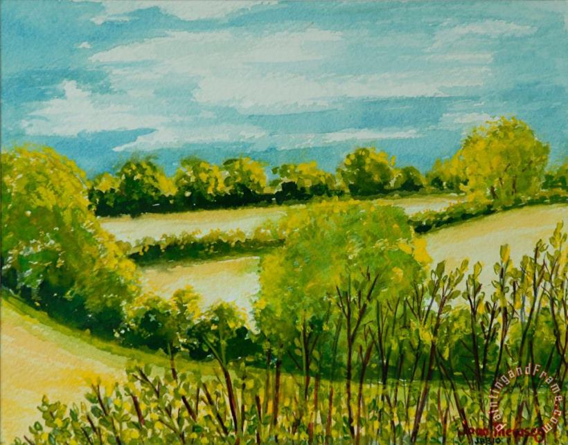 August Landscape Suffolk painting - Joan Thewsey August Landscape Suffolk Art Print