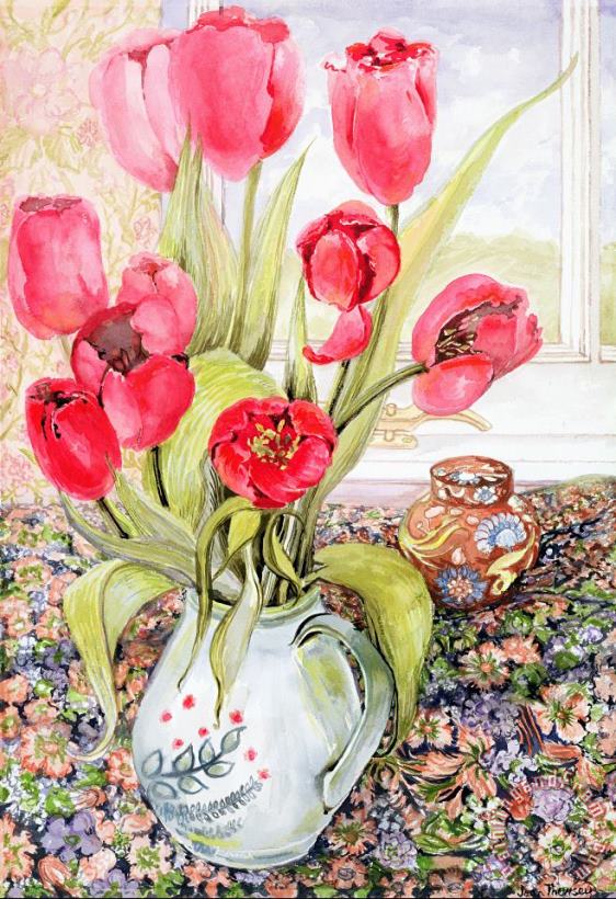 Joan Thewsey Tulips In A Rye Jug Art Print