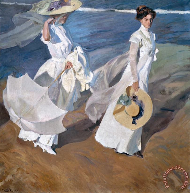 Joaquin Sorolla y Bastida Strolling along the Seashore Art Painting