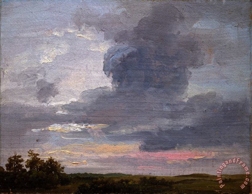 Johan Christian Dahl Cloud Study Over Flat Landscape Art Painting