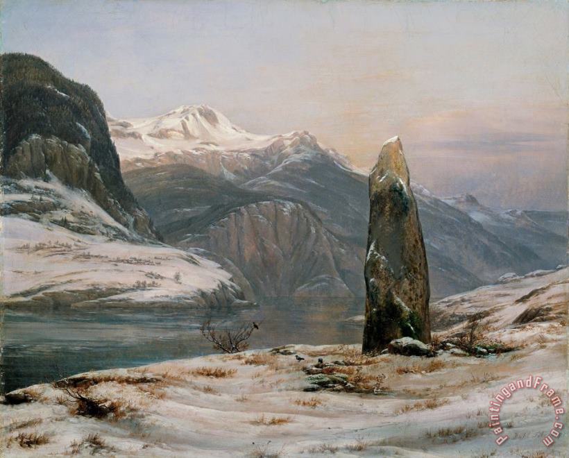 Johan Christian Dahl Winter at The Sognefjord Art Painting