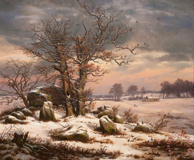 Winter Landscape Near Vordingborg, Denmark painting - Johan Christian Dahl Winter Landscape Near Vordingborg, Denmark Art Print