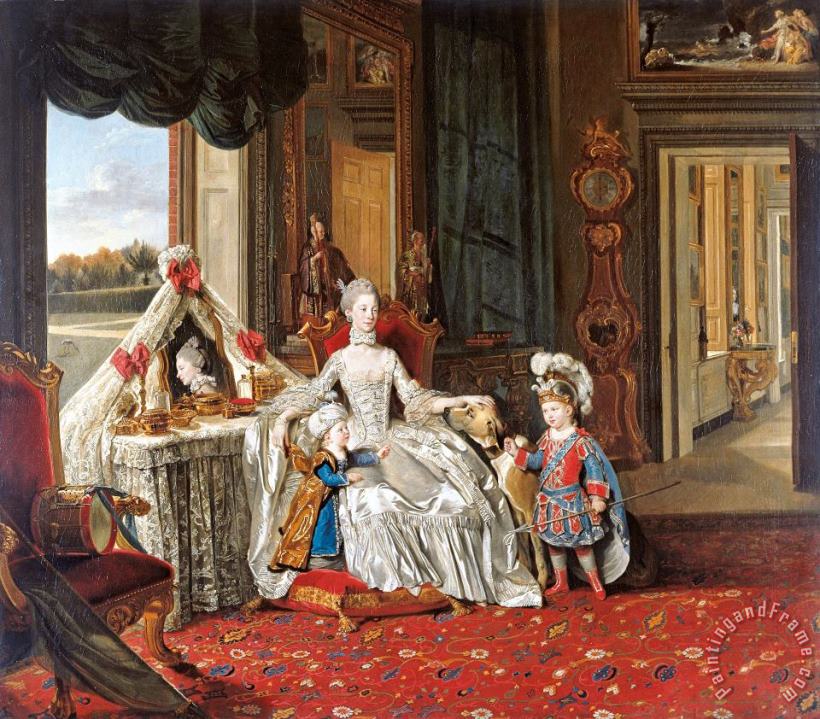 Johan Joseph Zoffany Queen Charlotte (1744 1818) with Her Two Eldest Sons Art Print