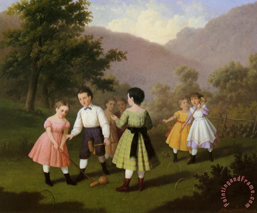 Children Playing Croquet painting - Johan Mengels Culverhouse Children Playing Croquet Art Print