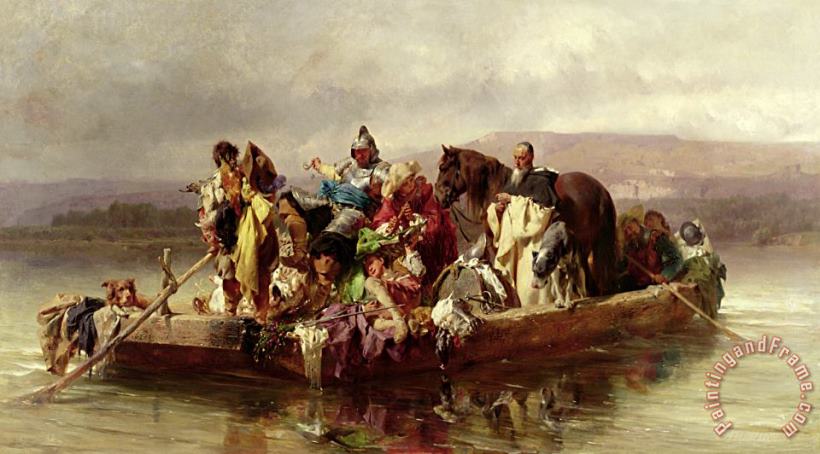 The Ferry painting - Johann Till The Ferry Art Print