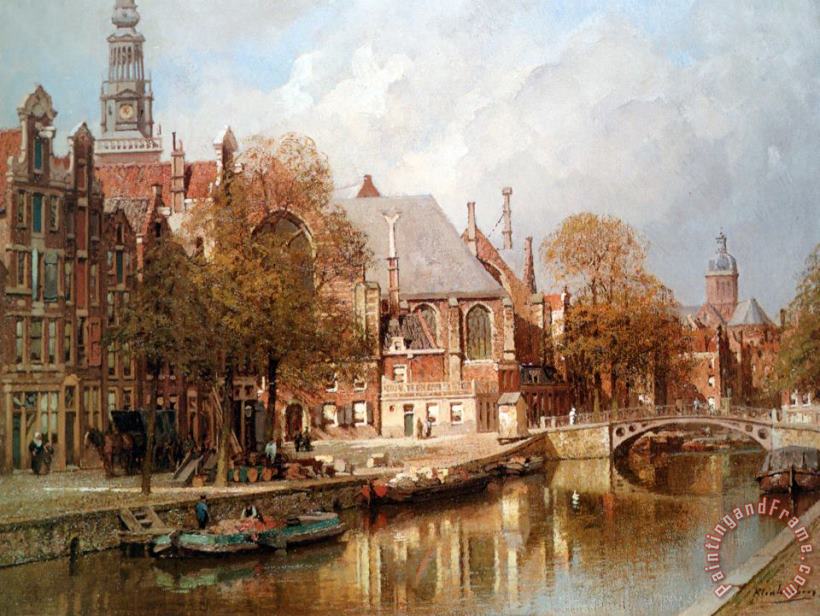 The Oude Kerk And St. Nicolaaskerk, Amsterdam painting - Johannes Christiaan Karel Klinkenberg The Oude Kerk And St. Nicolaaskerk, Amsterdam Art Print