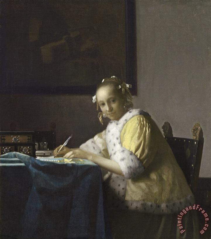 Johannes Vermeer A Lady Writing Art Painting