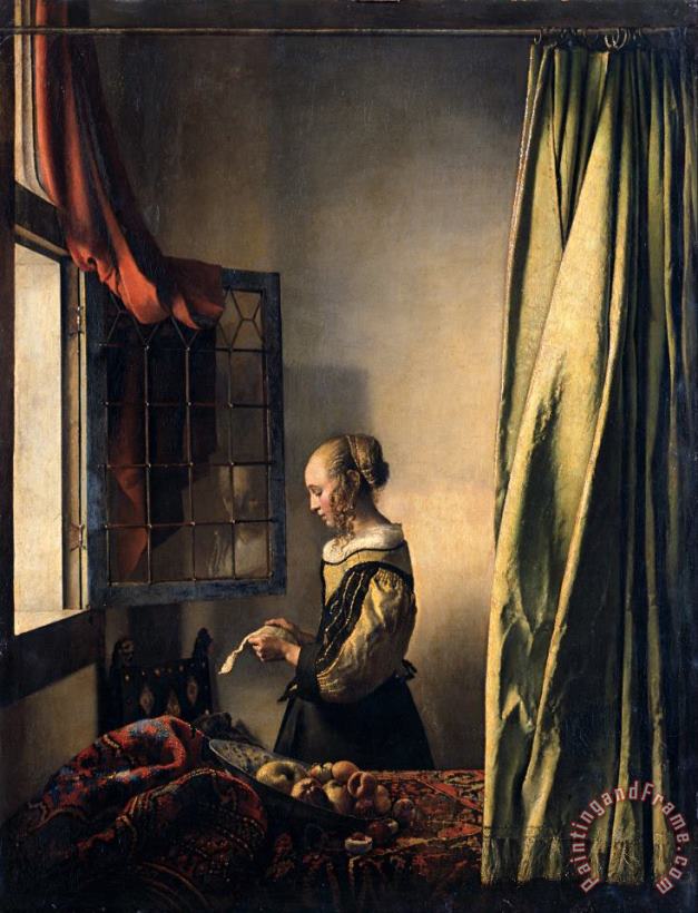 Girl Reading A Letter By An Open Window painting - Johannes Vermeer Girl Reading A Letter By An Open Window Art Print