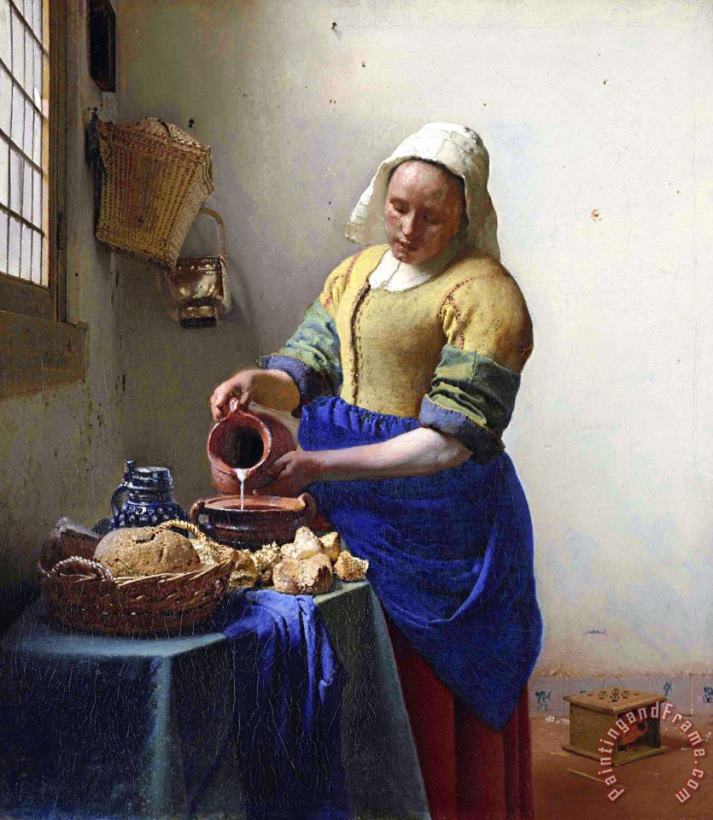 The Milkmaid painting - Johannes Vermeer The Milkmaid Art Print