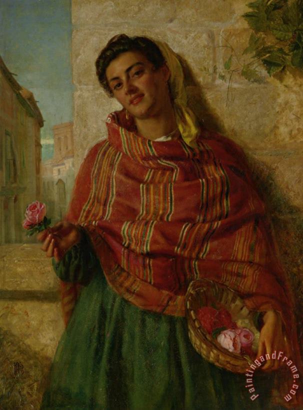 John-Bagnold Burgess Young Beauty Holding a Rose Art Print