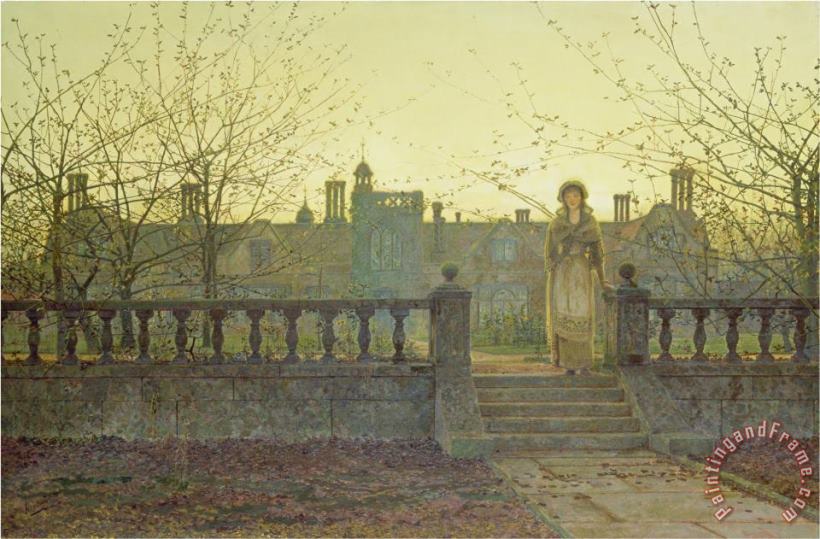John Atkinson Grimshaw Lady Bountifulle Leaving a Retirement Home in The Evening Autumn Sun 1884 Art Print