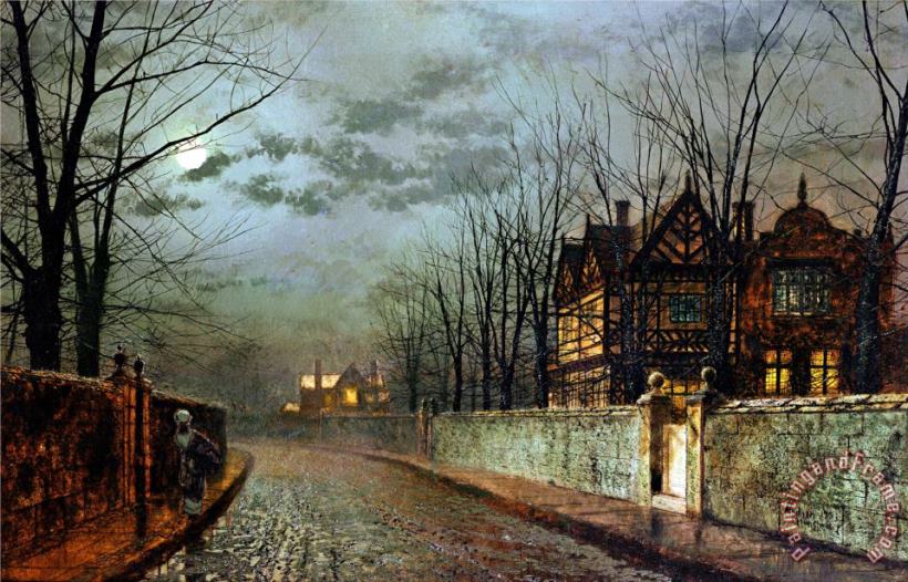 John Atkinson Grimshaw Old English House Moonlight After Rain 1883 Art Print