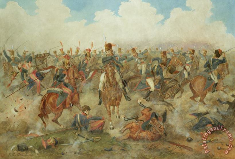 The Battle of Waterloo June 18th 1815 painting - John Augustus Atkinson The Battle of Waterloo June 18th 1815 Art Print