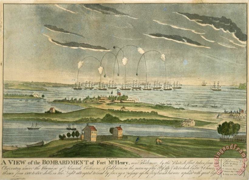 John Bower A View of The Bombardment of Fort Mchenry Art Print