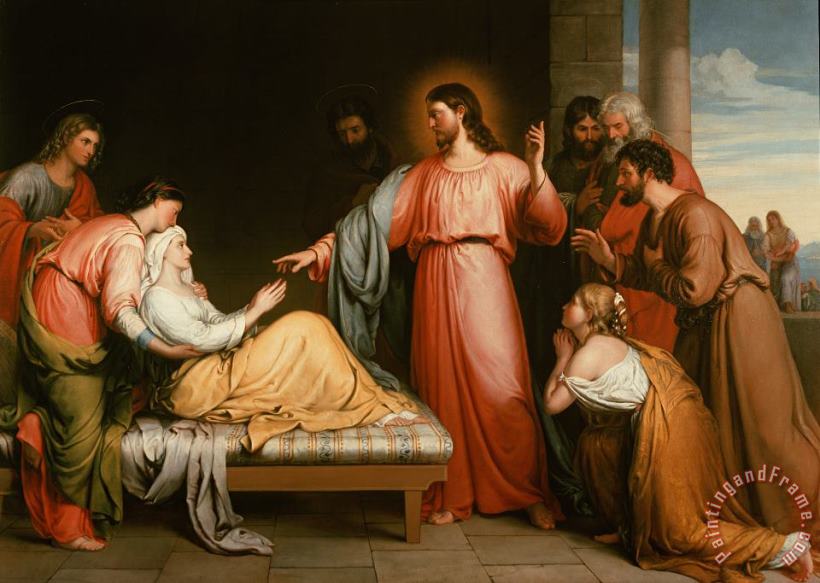 Christ healing the mother of Simon Peter painting - John Bridges Christ healing the mother of Simon Peter Art Print
