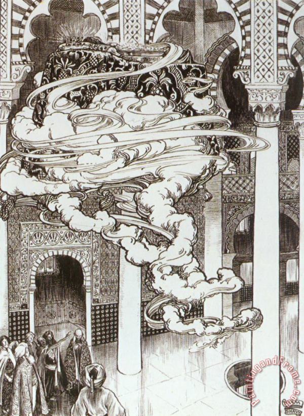 Torello Being Conveyed to Paris by Magic painting - John Byam Liston Shaw Torello Being Conveyed to Paris by Magic Art Print