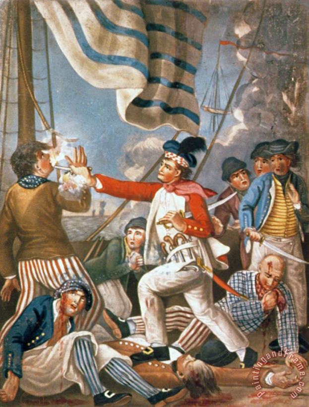 John Paul Jones Shooting a Sailor Who had Attempted to Strike His Colours in an Engagement painting - John Collet John Paul Jones Shooting a Sailor Who had Attempted to Strike His Colours in an Engagement Art Print