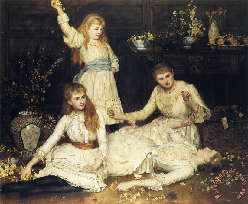 May, Agatha, Veronica, And Audrey The Daughters of Colonel Makins, Mp painting - John Collier May, Agatha, Veronica, And Audrey The Daughters of Colonel Makins, Mp Art Print