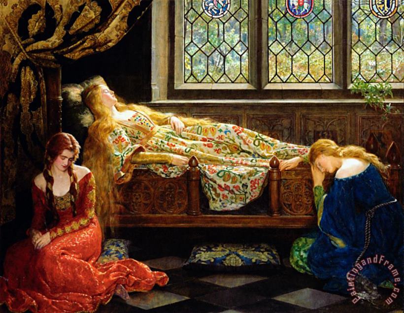 The Sleeping Beauty painting - John Collier The Sleeping Beauty Art Print