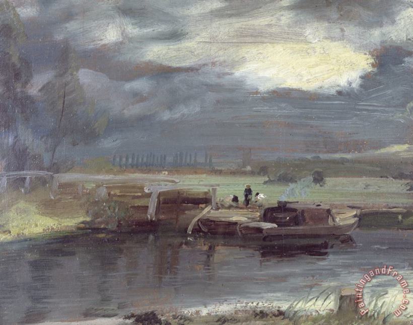 Barges on the Stour with Dedham Church in the Distance painting - John Constable Barges on the Stour with Dedham Church in the Distance Art Print
