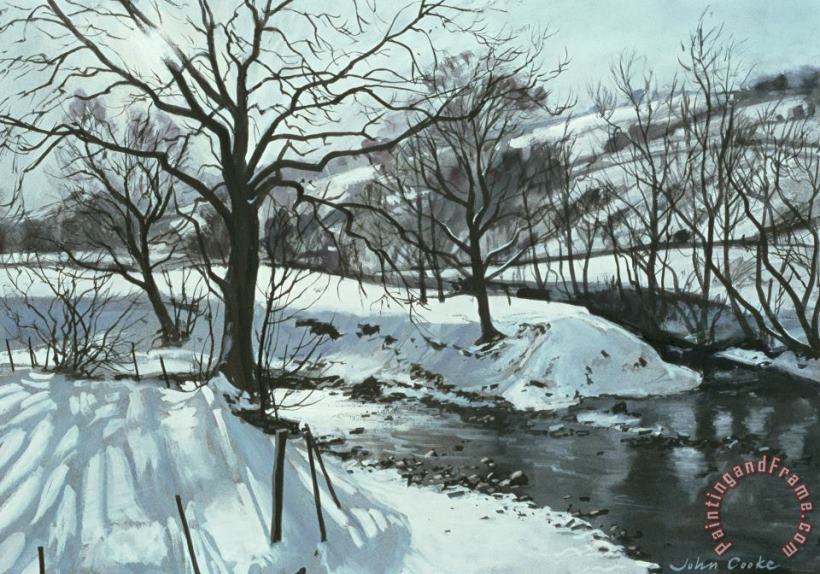 Winter River painting - John Cooke Winter River Art Print