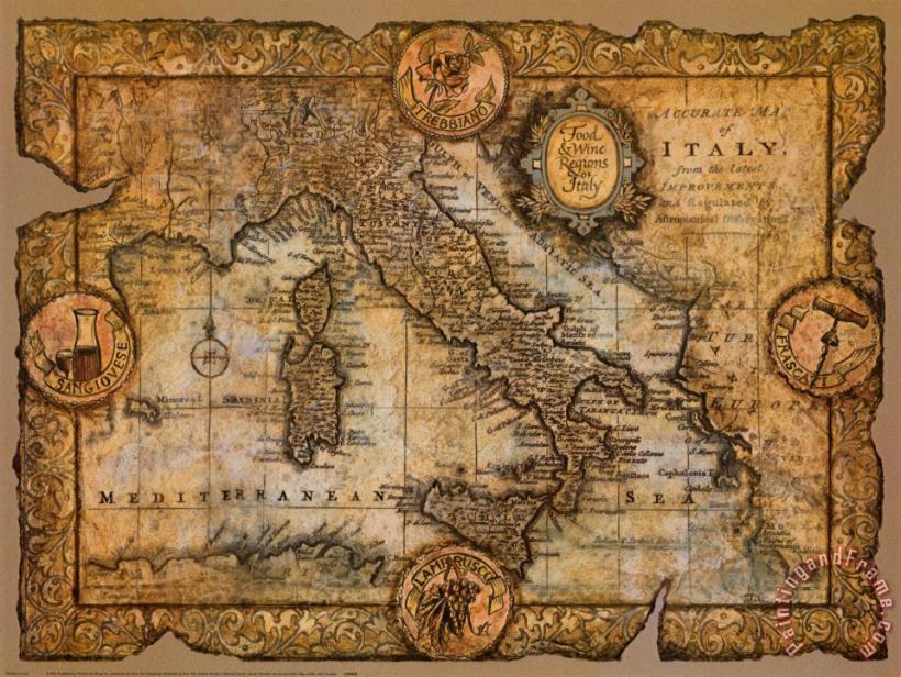 John Douglas Map of Italy Art Print John Douglas Map of Italy Art Print