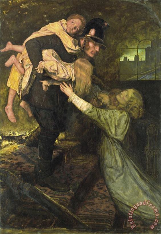 The Rescue painting - John Everett Millais The Rescue Art Print
