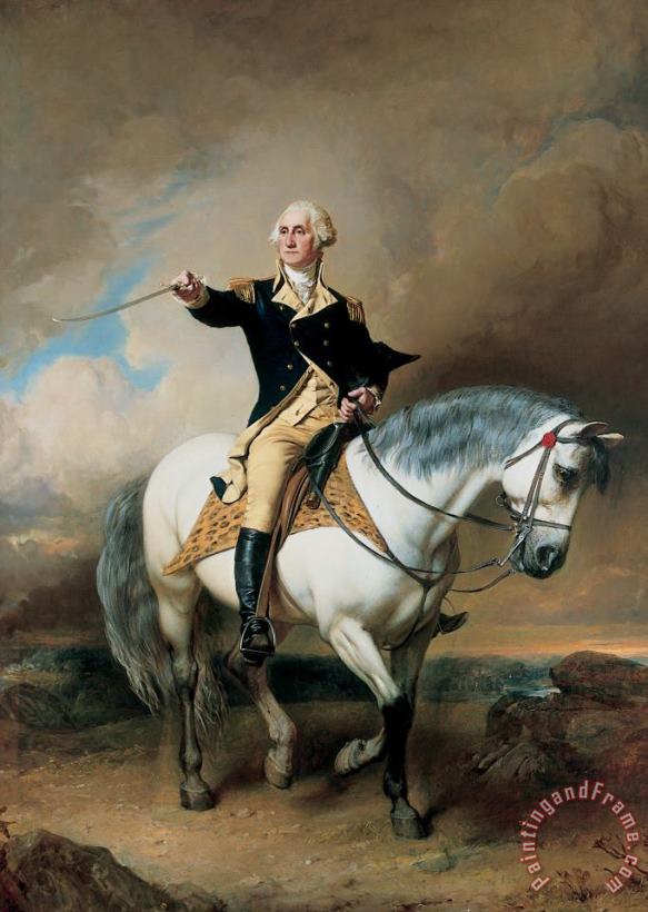 John Faed Portrait Of George Washington Taking The Salute At Trenton Art Print
