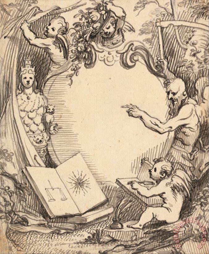 Design for a Frontispiece Cupid Studying Nature painting - John Fayram Design for a Frontispiece Cupid Studying Nature Art Print