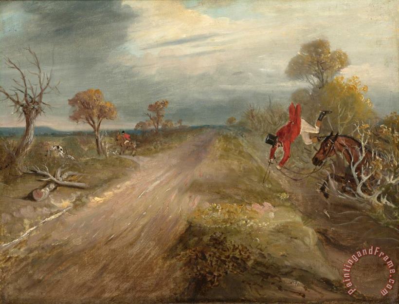 John Ferneley Count Sandor's Hunting Exploits in Leicestershire: No. 8: The Count on Cruiser Flying Over His Head Into The Lane Below Art Print