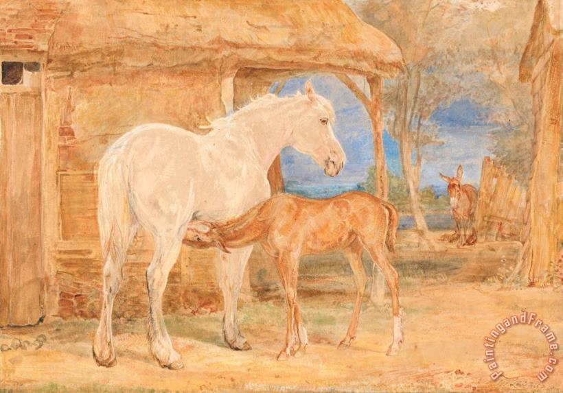 Gray Mare And a Chestnut Foal painting - John Frederick Lewis Gray Mare And a Chestnut Foal Art Print