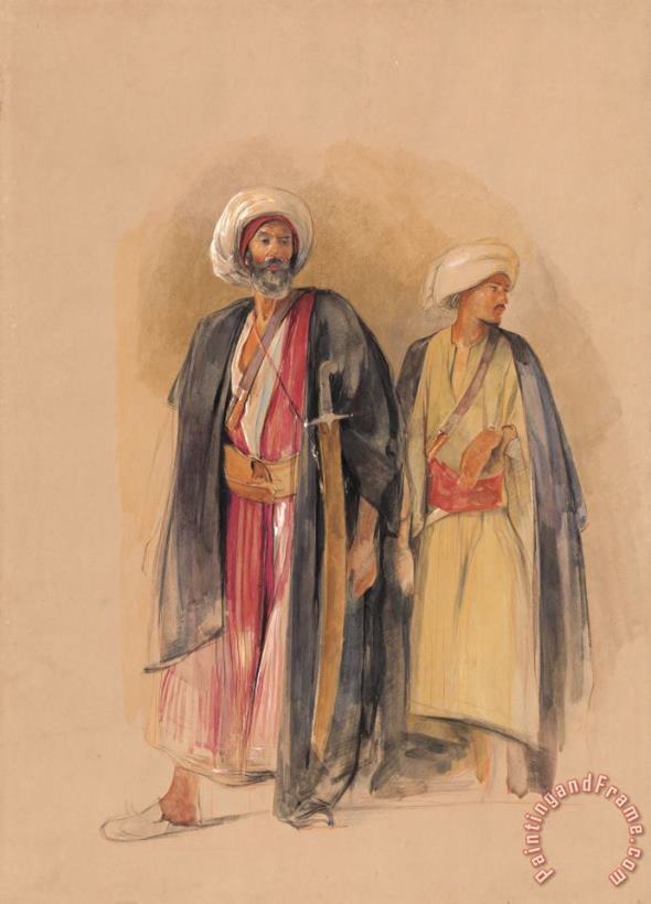John Frederick Lewis Sheik Hussein of Gebel Tor And His Son Art Print