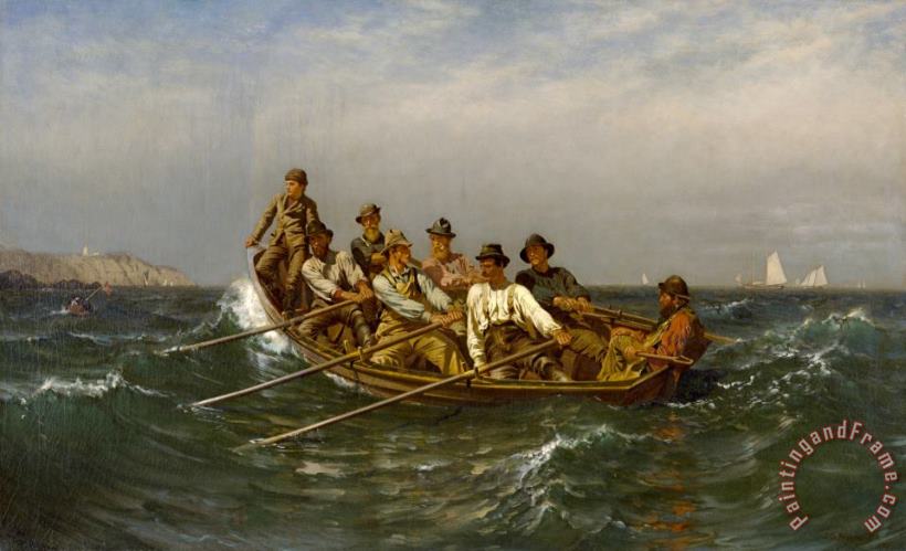 John George Brown Pull for The Shore, 1878 Art Painting