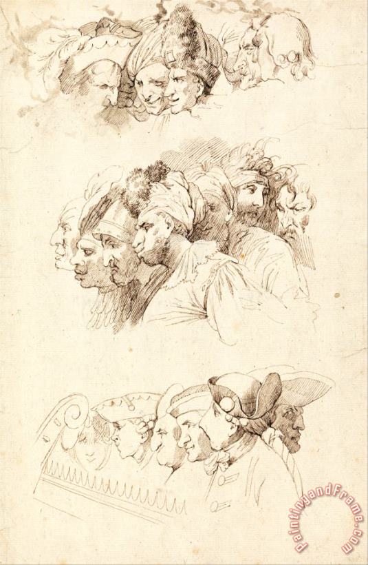 John Hamilton Mortimer Studies of Groups of Heads Art Painting