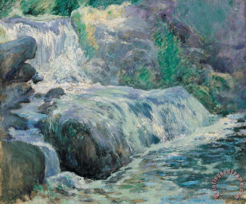 Waterfall painting - John Henry Twachman Waterfall Art Print