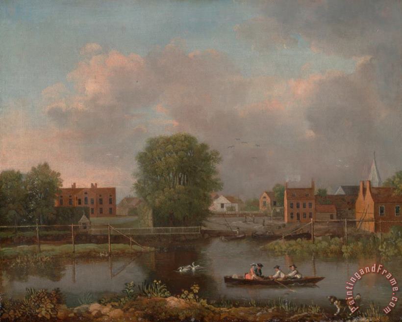 A River Landscape, Possibly a View From The West End of Rochester Bridge painting - John Inigo Richards A River Landscape, Possibly a View From The West End of Rochester Bridge Art Print