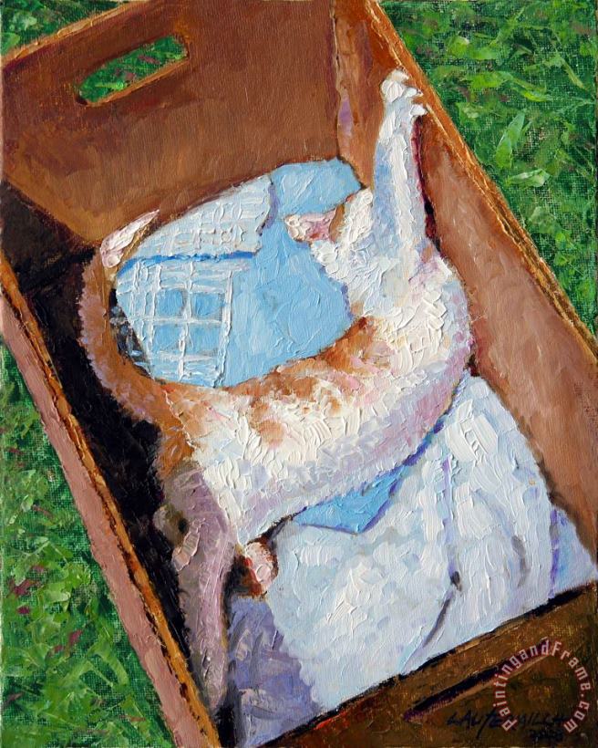 Cat In A Box painting - John Lautermilch Cat In A Box Art Print