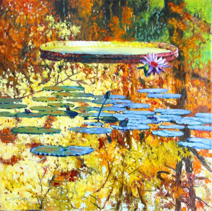 John Lautermilch Fall Colors on the Lily Pond Art Painting