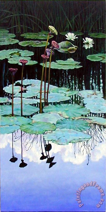 Floating - Reflective Beauty painting - John Lautermilch Floating - Reflective Beauty Art Print