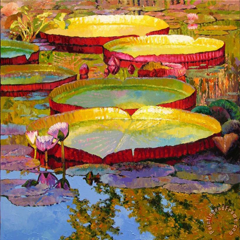 Golden Light on Pond painting - John Lautermilch Golden Light on Pond Art Print