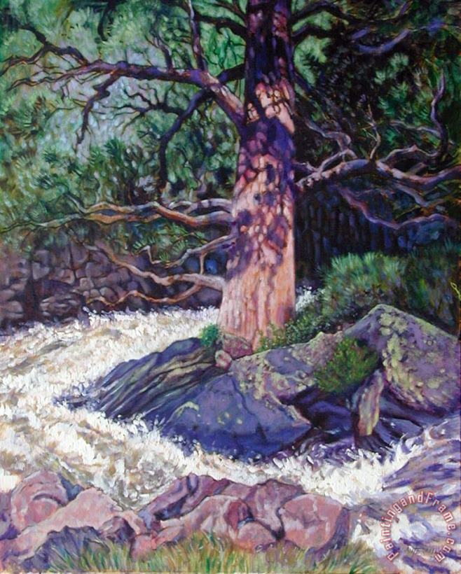 Old Pine In Rushing Stream painting - John Lautermilch Old Pine In Rushing Stream Art Print
