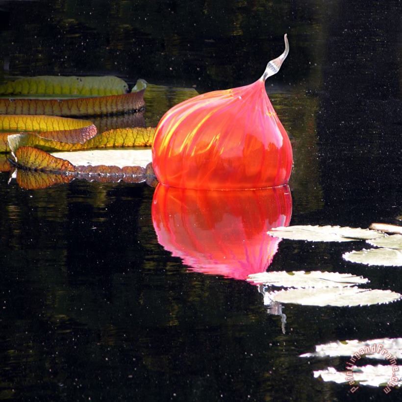 Red Glass on Pond painting - John Lautermilch Red Glass on Pond Art Print
