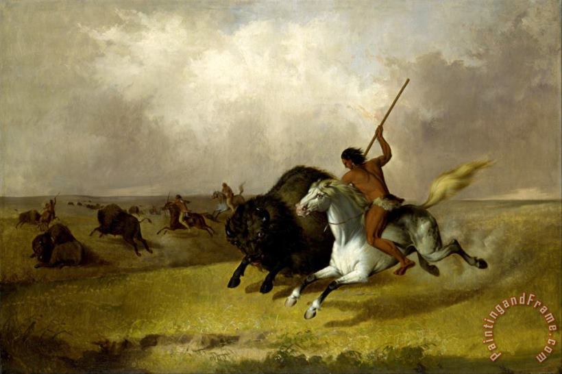 John Mix Stanley Buffalo Hunt on The Southwestern Prairies Art Print