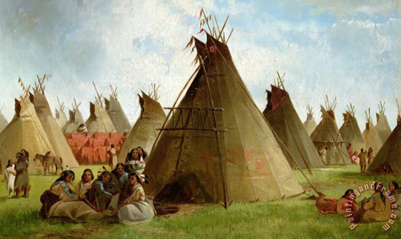 John Mix Stanley Prairie Indian Encampment Art Print