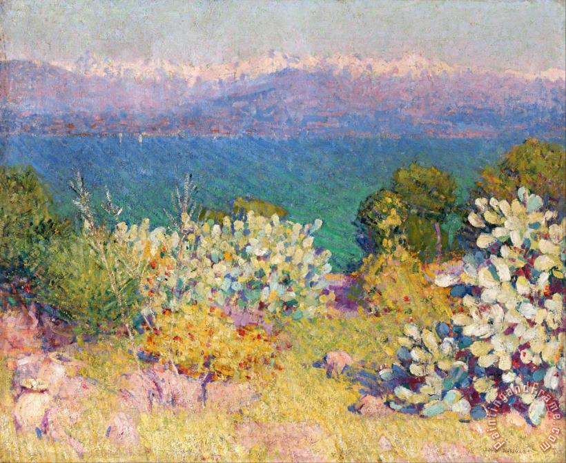 In The Morning, Alpes Maritimes From Antibes painting - John Peter Russell In The Morning, Alpes Maritimes From Antibes Art Print