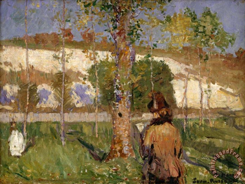 John Peter Russell Madame Sisley on The Banks of The Loing at Moret Art Painting