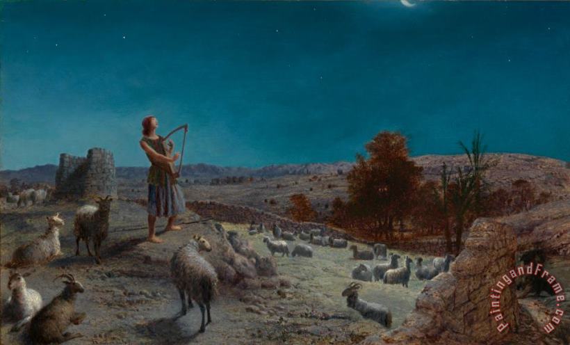 John Rogers Herbert David, The Future King of Israel, While a Shepherd at Bethlehem Art Painting